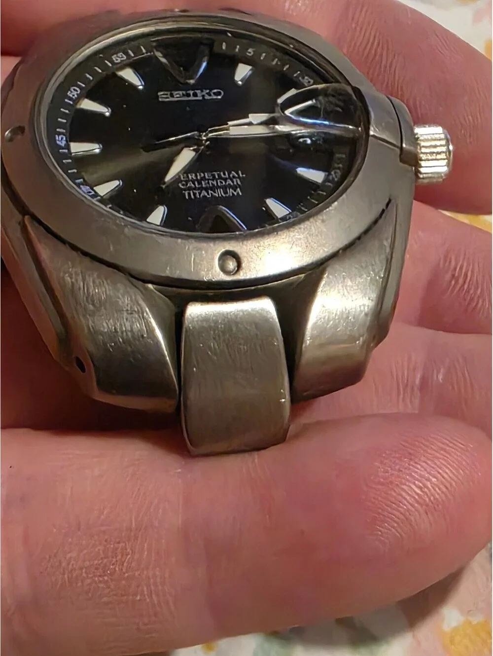 Seiko Perpetual Calendar Titanium Watch 8f32 0049